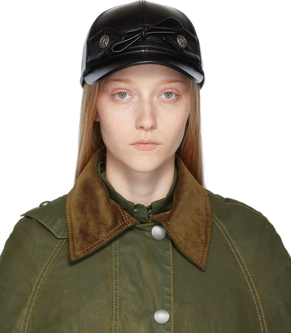 Miu Miu Black Shiny Nappa Cap