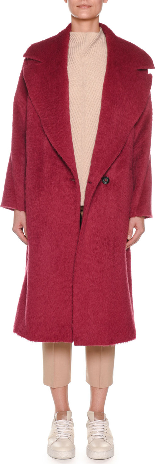 Agnona Notched-Collar Double-Breasted Alpaca-Wool Coat