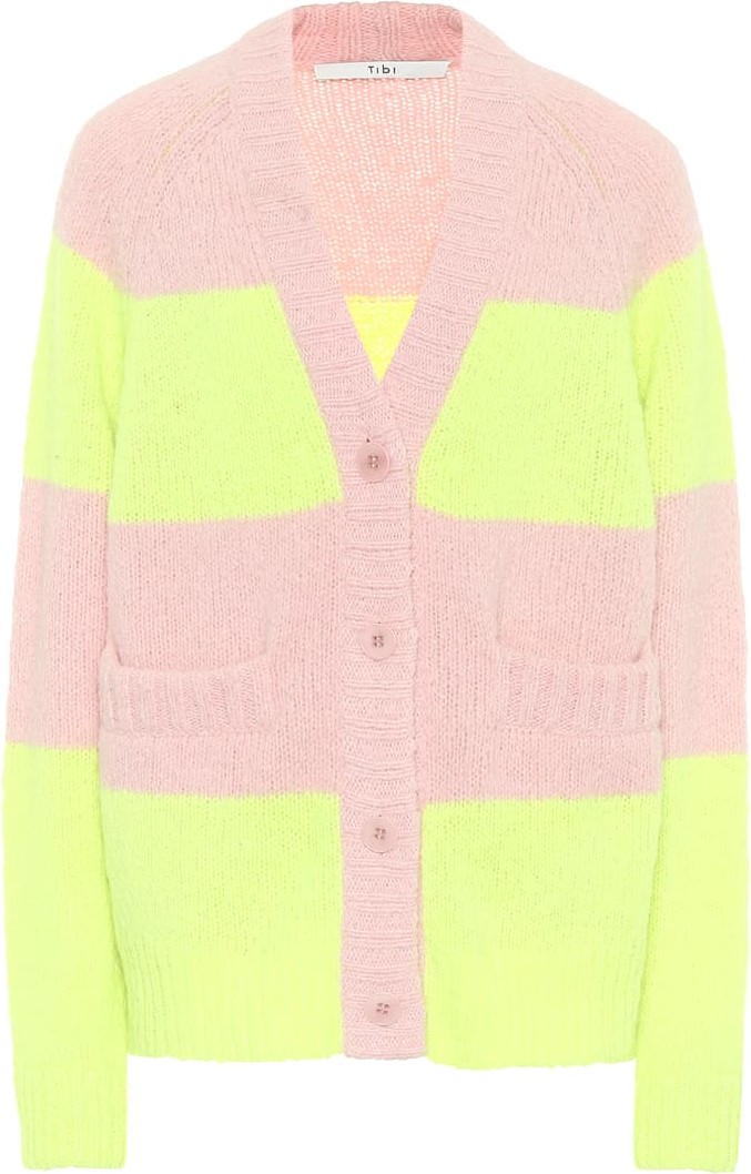 Tibi Striped alpaca-blend cardigan