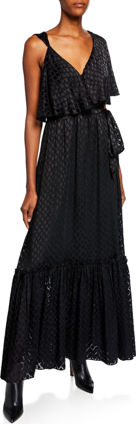 DIANE von FURSTENBERG Ella Asymmetrical V-Neck Ruffle Maxi Dress