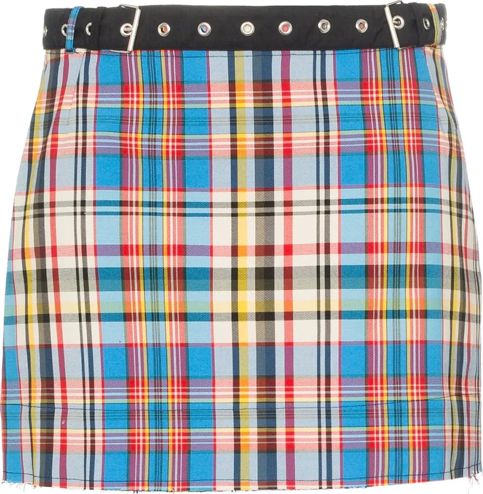 Marques'Almeida belted check mini skirt