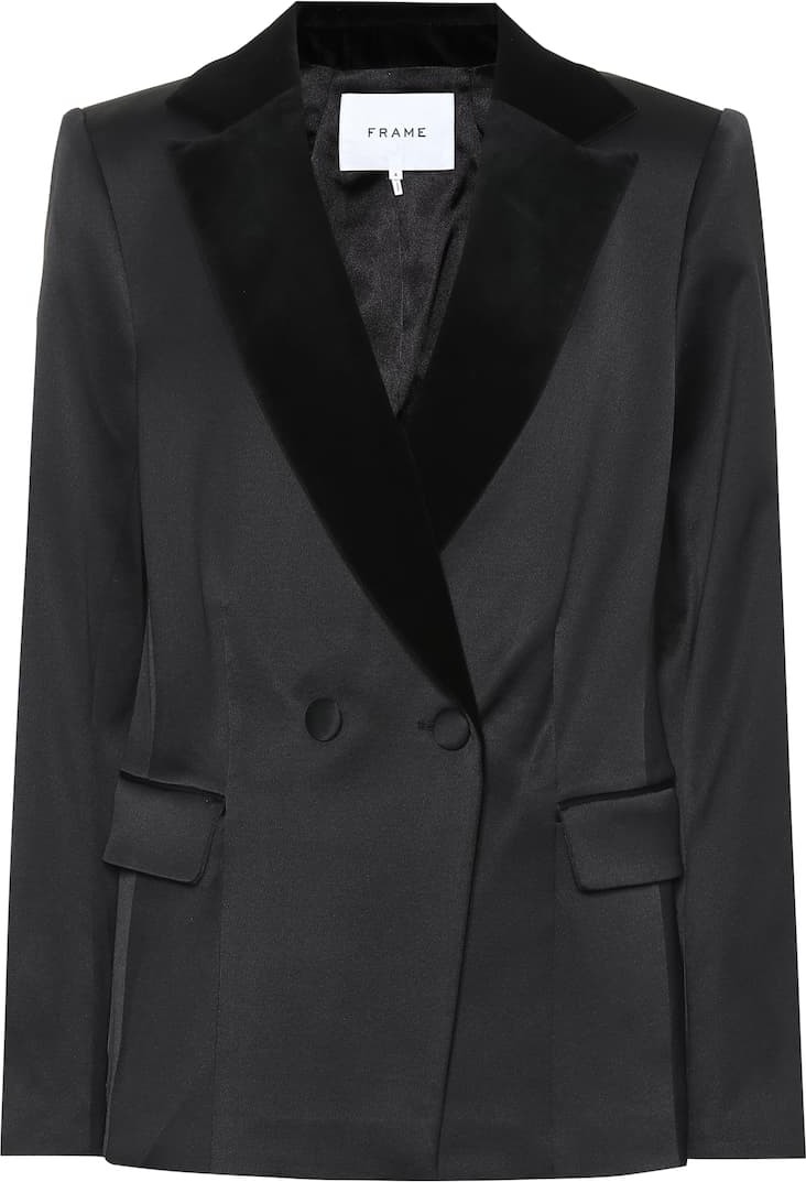 FRAME DENIM Velvet-collar satin blazer