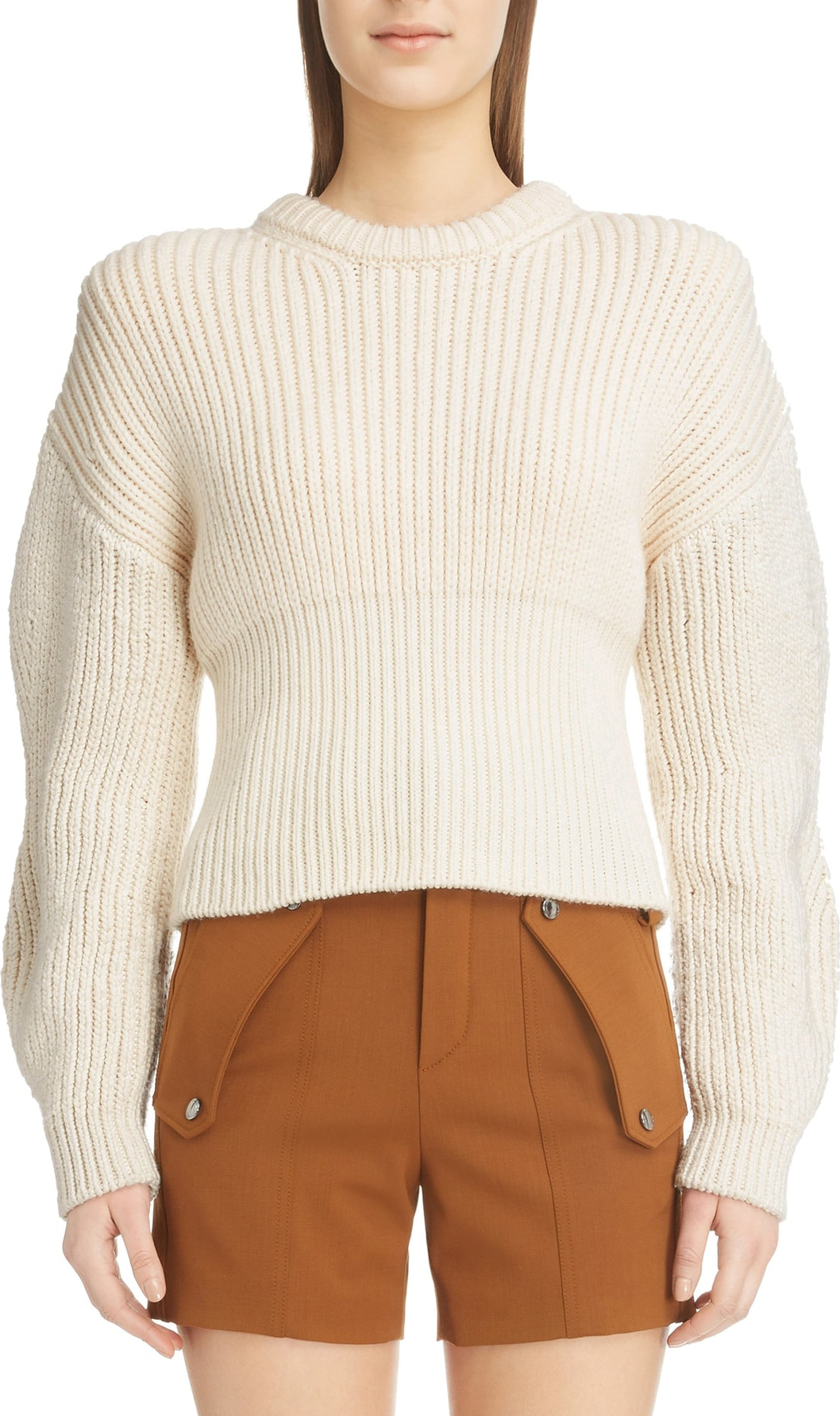Chloe Puff Sleeve Wool & Silk Blend Sweater