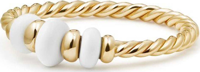 David Yurman 18k Gold Rio Rondelle Ring in White Agate, Size 6