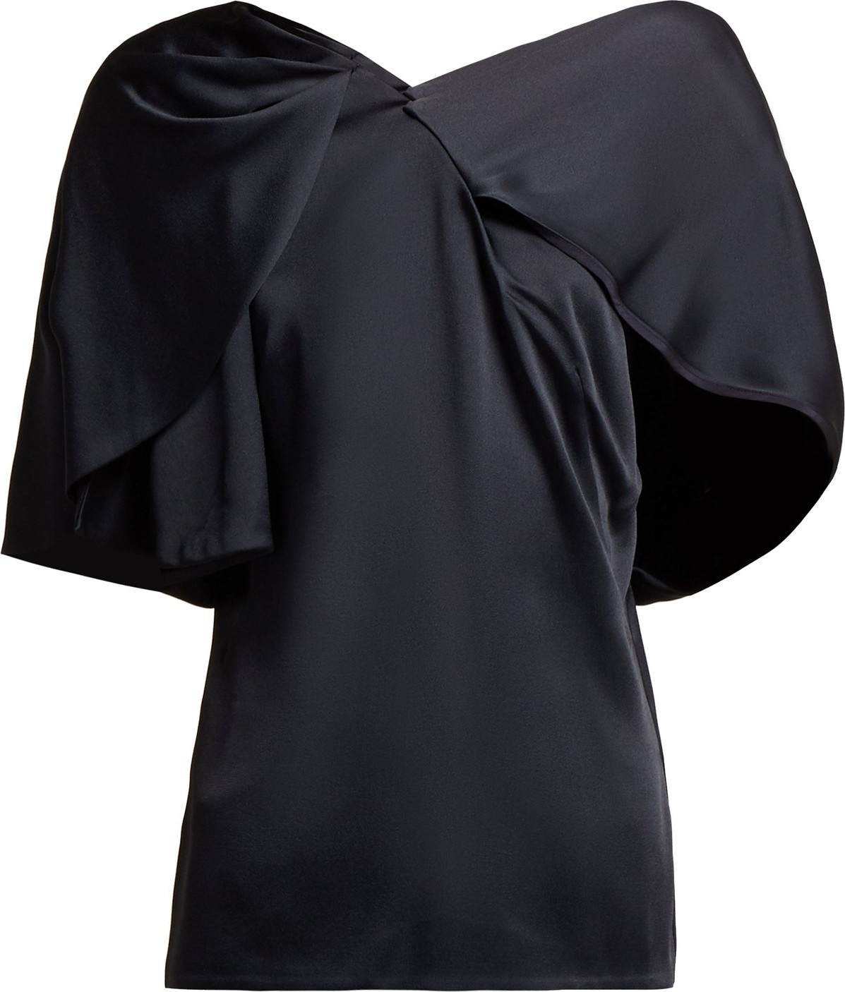Peter Pilotto Cape-sleeved asymmetric satin top