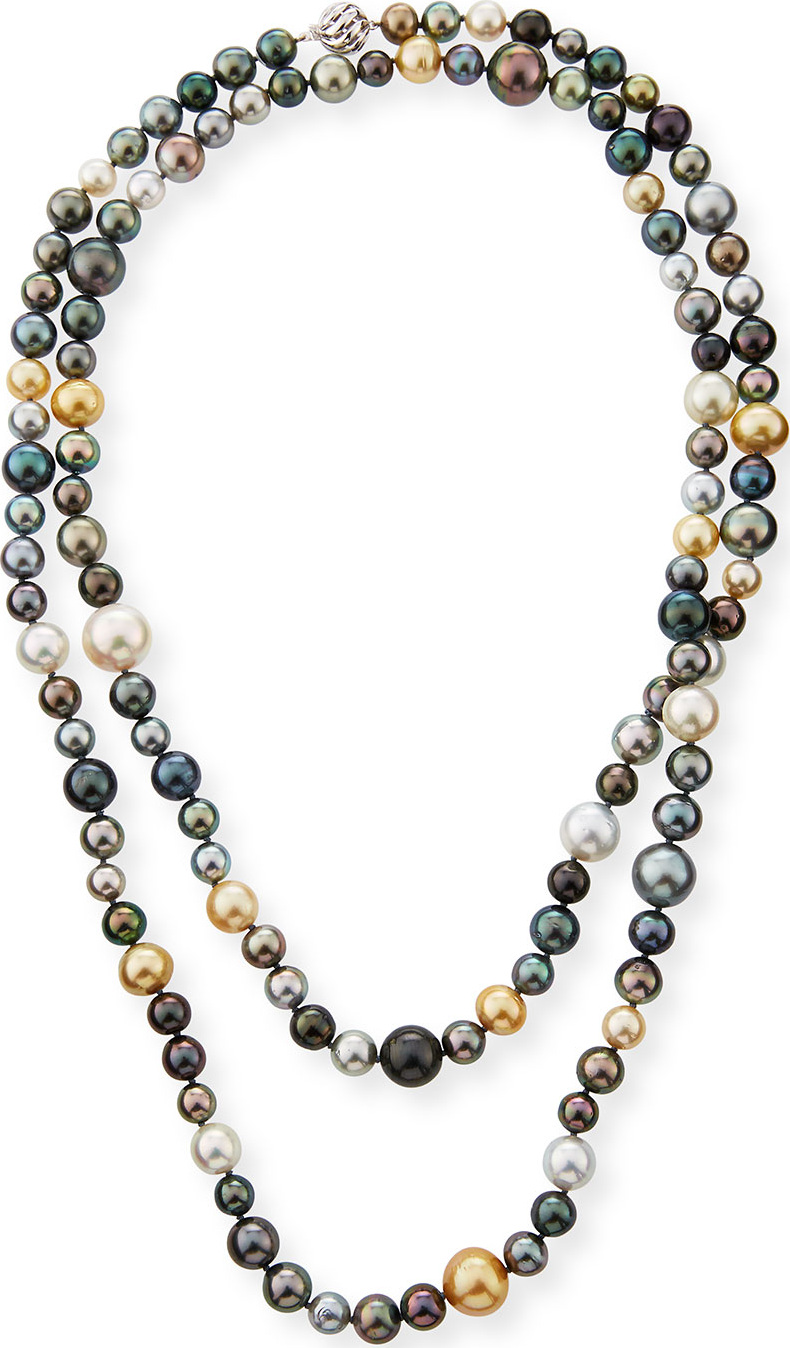 Belpearl 18k Long Multicolor Pearl Necklace, 50"L