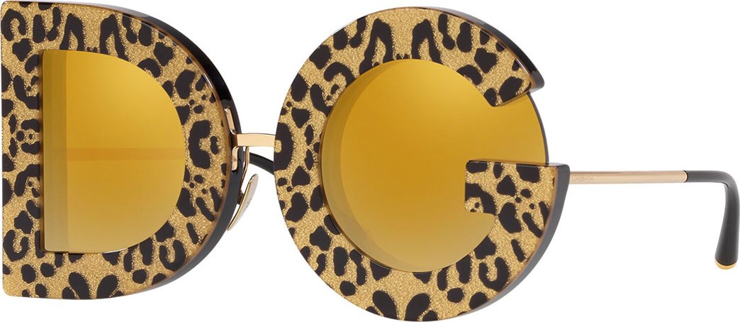 Dolce & Gabbana Shimmer Leopard Print D&G Mirrored Sunglasses
