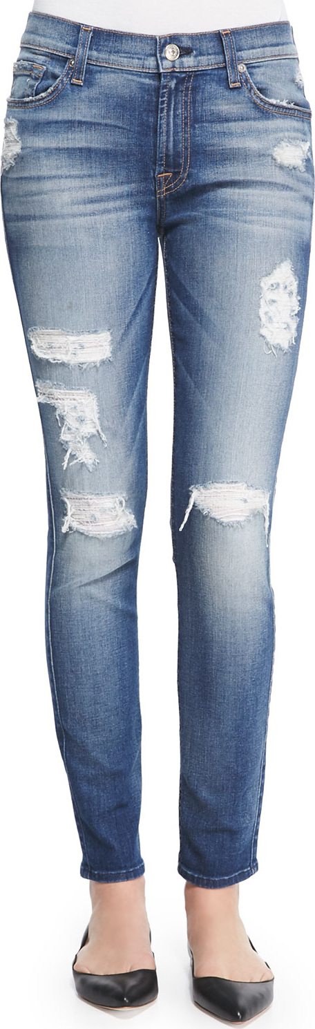 7 For All Mankind The Ankle Skinny-Fit Destroyed Jeans