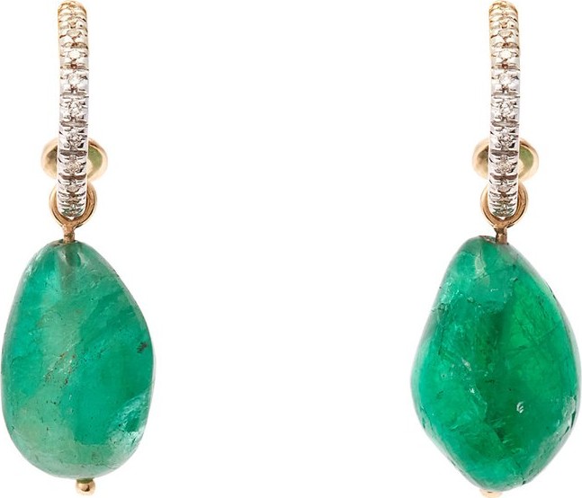 Jade Jagger 18kt gold, emerald & diamond drop earrings