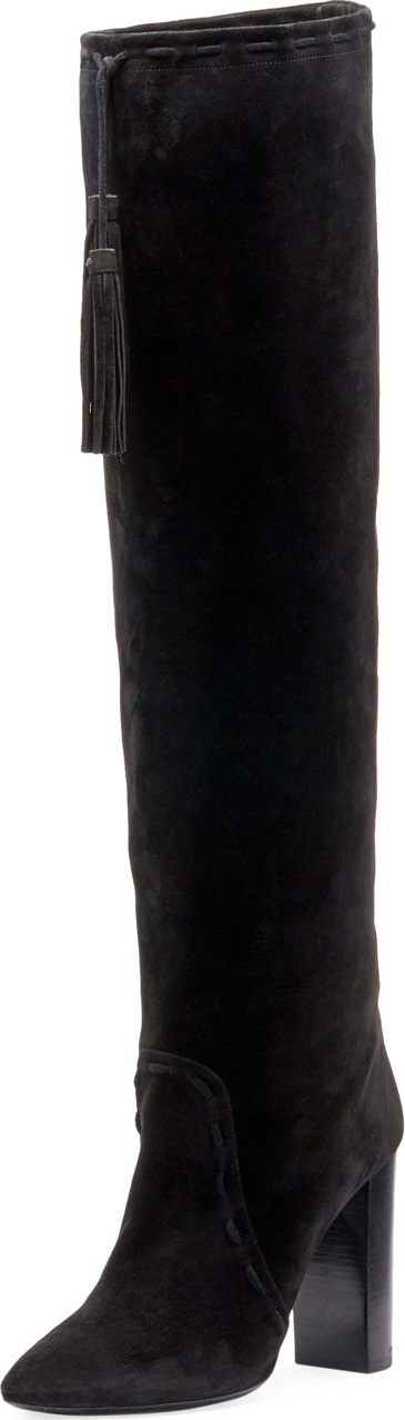 Saint Laurent Meurice Suede Over-The-Knee Boot