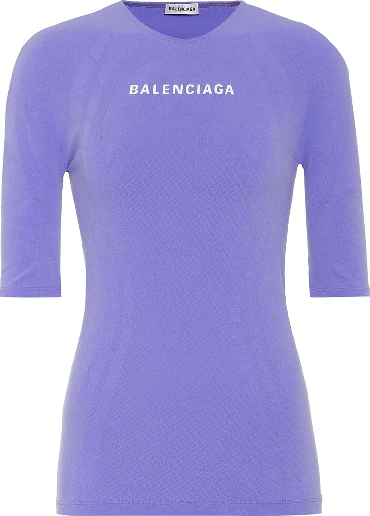 Balenciaga Logo athletic stretch-jersey top