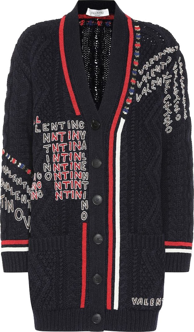 Valentino Embellished wool cardigan