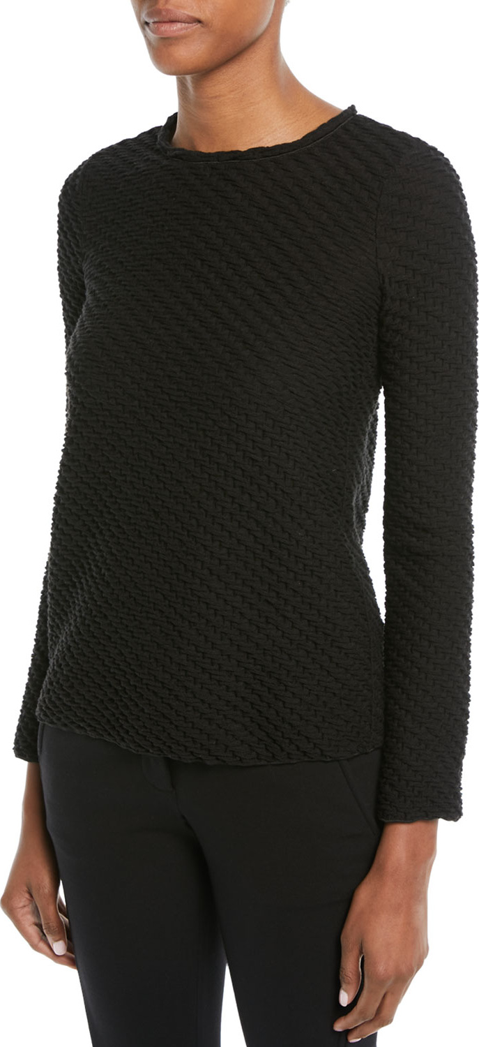 Emporio Armani Long-Sleeve Boucle Wool-Blend Sweater