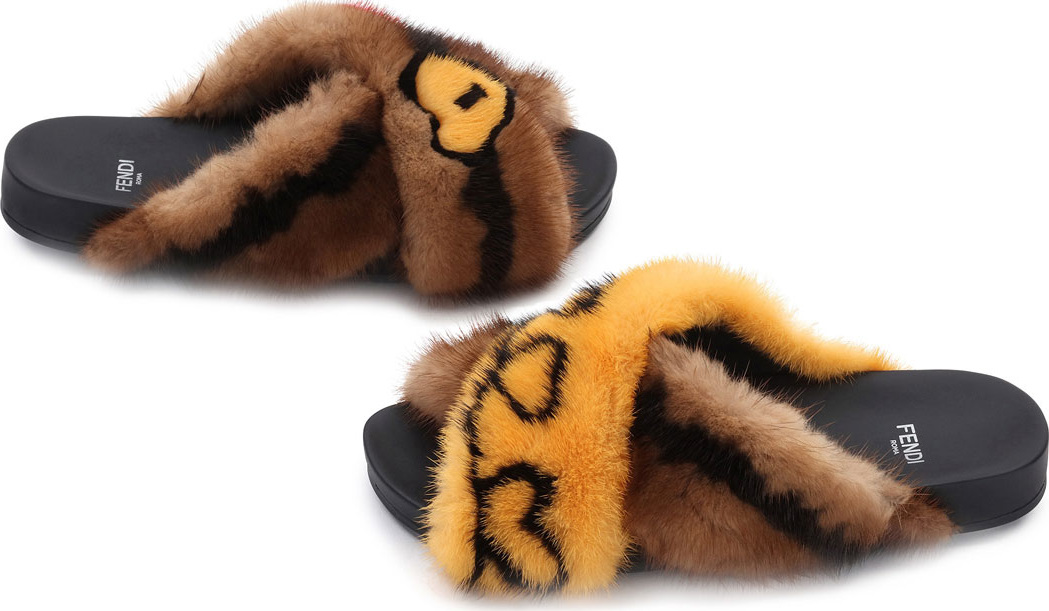 Fendi Open Your Heart Mink Sandals