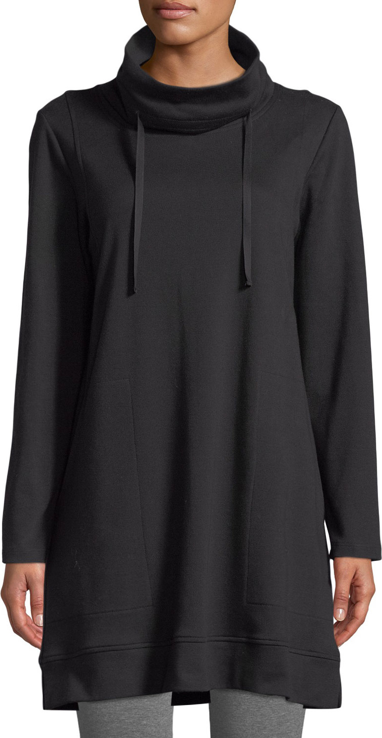 Eileen Fisher Organic Cotton Interlock Funnel-Neck Tunic