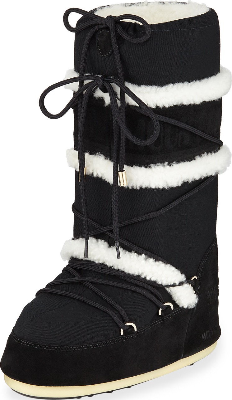 Yves Salomon Tall Suede Boots w/ Shearling Trim