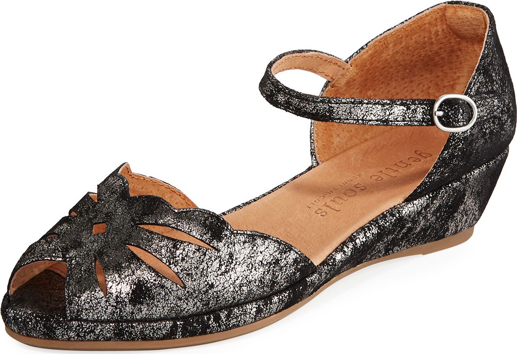 Gentle Souls Lilly Moon Metallic Demi-Wedge Sandals