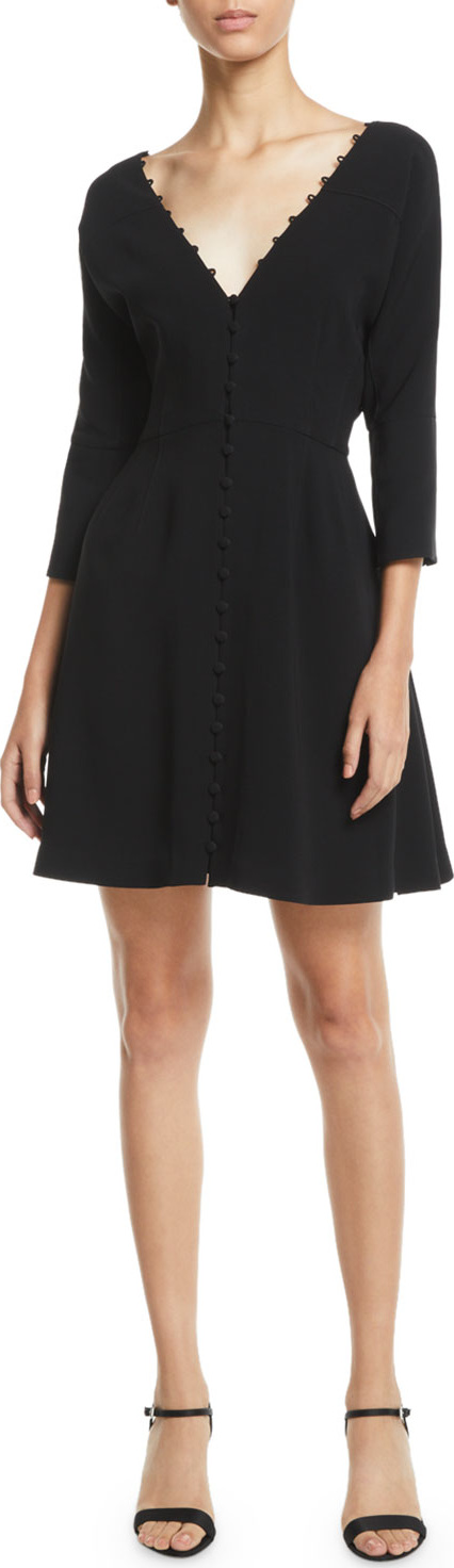 Cinq A Sept Joslyn Button-Front 3/4-Sleeve Short Dress