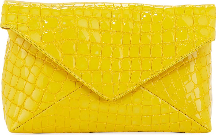 Dries Van Noten Croc-Embossed Envelope Clutch Bag