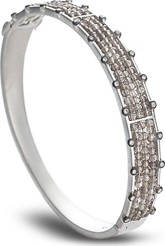 COOMI Affinity Sterling Silver Bangle with Smoky Topaz & Diamonds