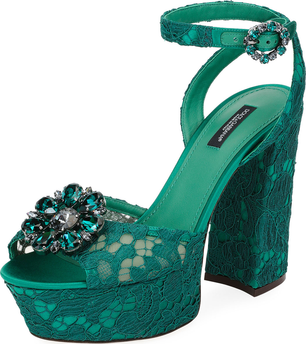 Dolce & Gabbana Embellished Lace Platform Sandal