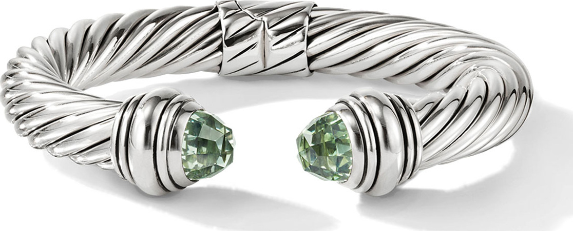 David Yurman Cable Classics Silver Kick Cuff Bracelet in Prasiolite