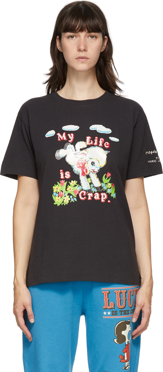 MARC JACOBS - Black Magda Archer Edition 'My Life Is Crap' T-Shirt