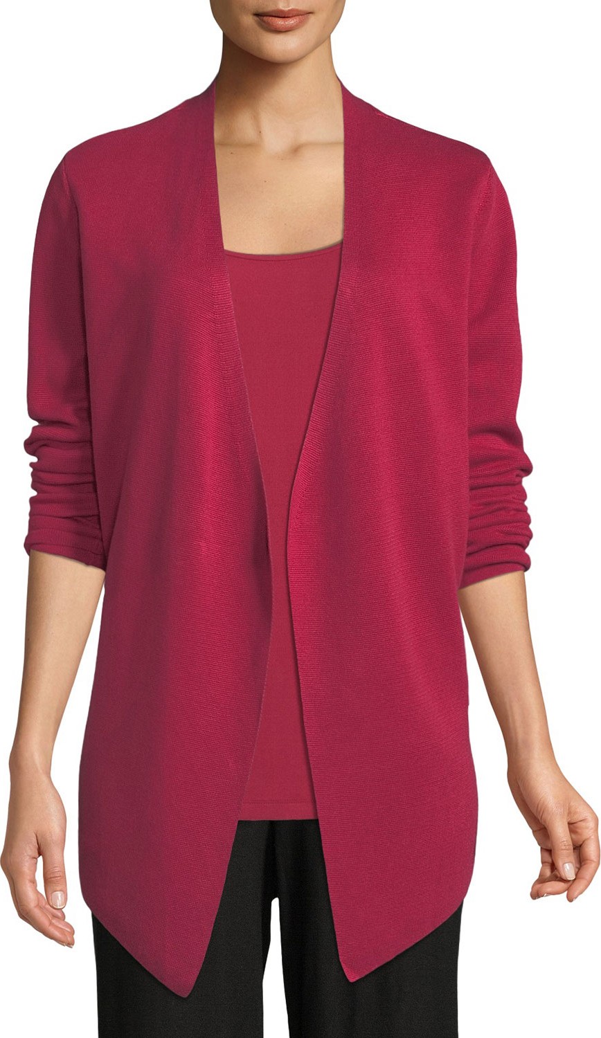 Eileen Fisher Angle-Front Silky Tencel Cardigan