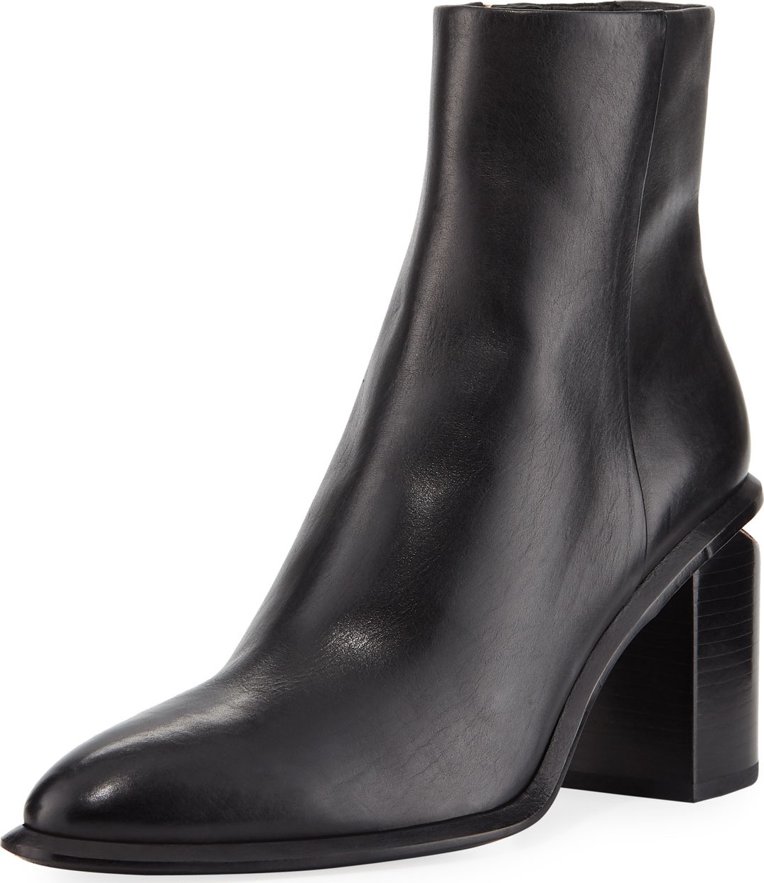 Alexander Wang Anna Block-Heel Leather Booties - Rose-Tone Hardware