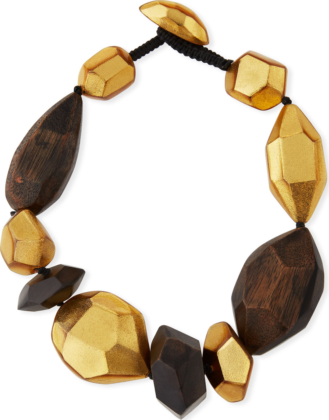 Viktoria Hayman Faceted Wood & Golden Collar Necklace