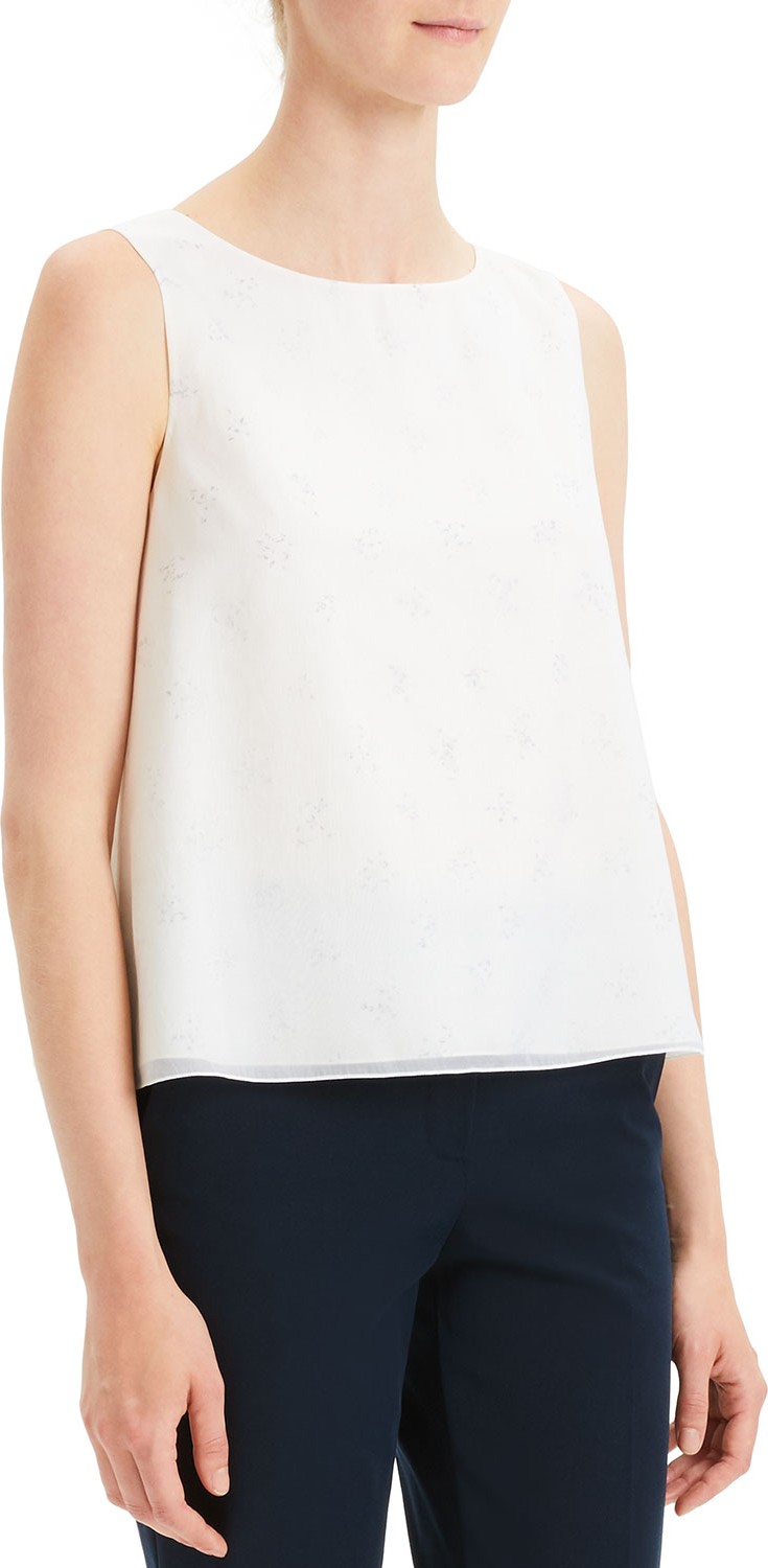 Theory Sleeveless A-Line Chintz Silk Top