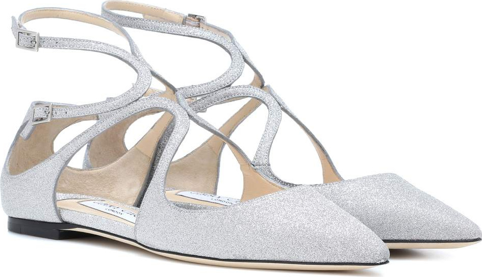 Jimmy Choo Lancer glitter leather ballerinas