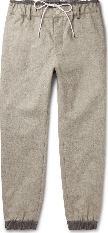 Sacai Slim-Fit Tapered Mélange Melton Wool-Blend Trousers