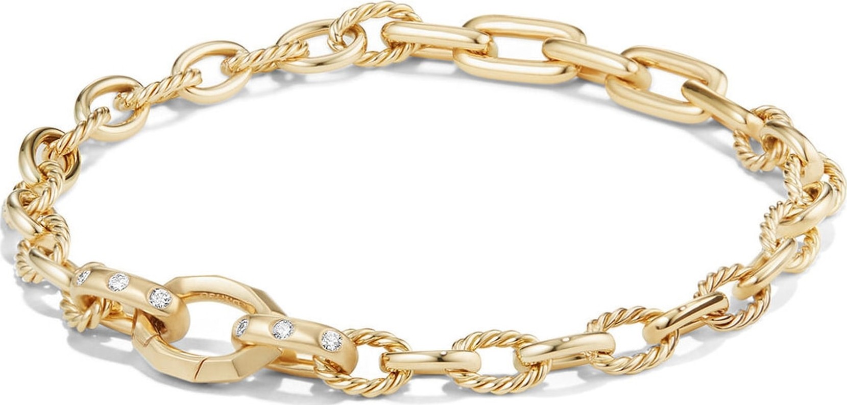 David Yurman Stax Chain Bracelet with Diamonds in 18K Gold