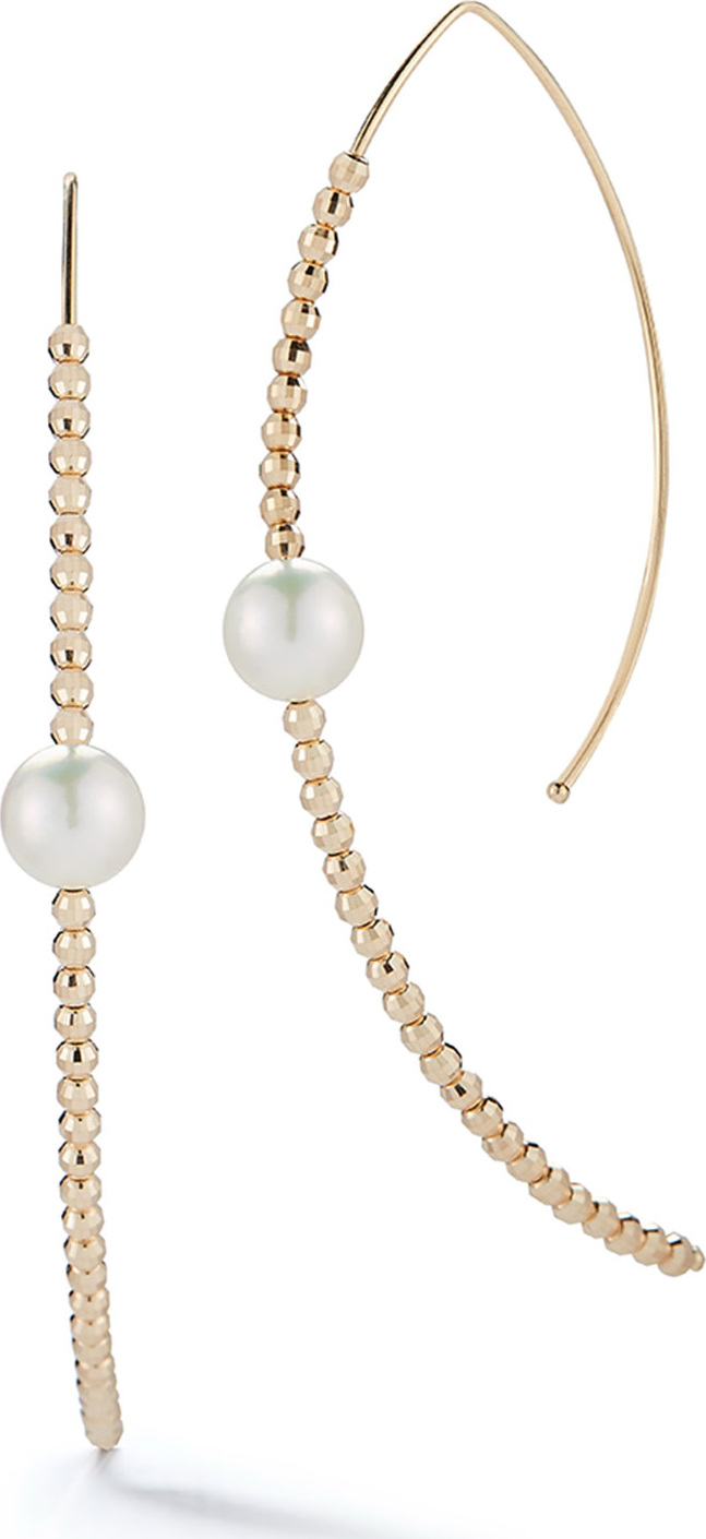Mizuki 14k Marquise Bead & Pearl Hoop Earrings