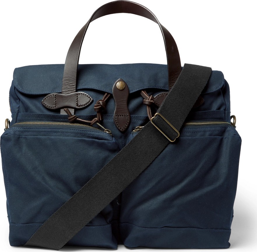 Filson Leather-Trimmed Waxed Cotton-Canvas Briefcase