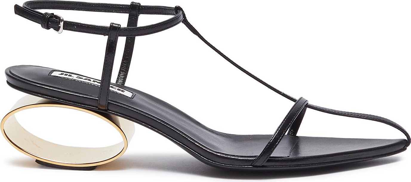 Jil Sander Circular metal heel square toe sndals
