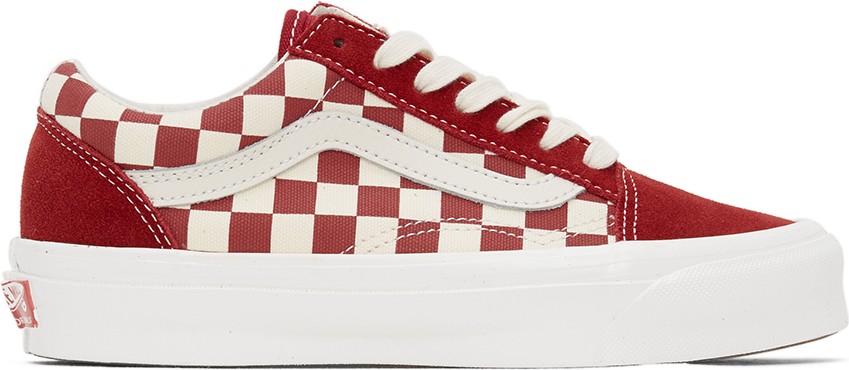Vans White & Red OG Old Skool LX Sneakers