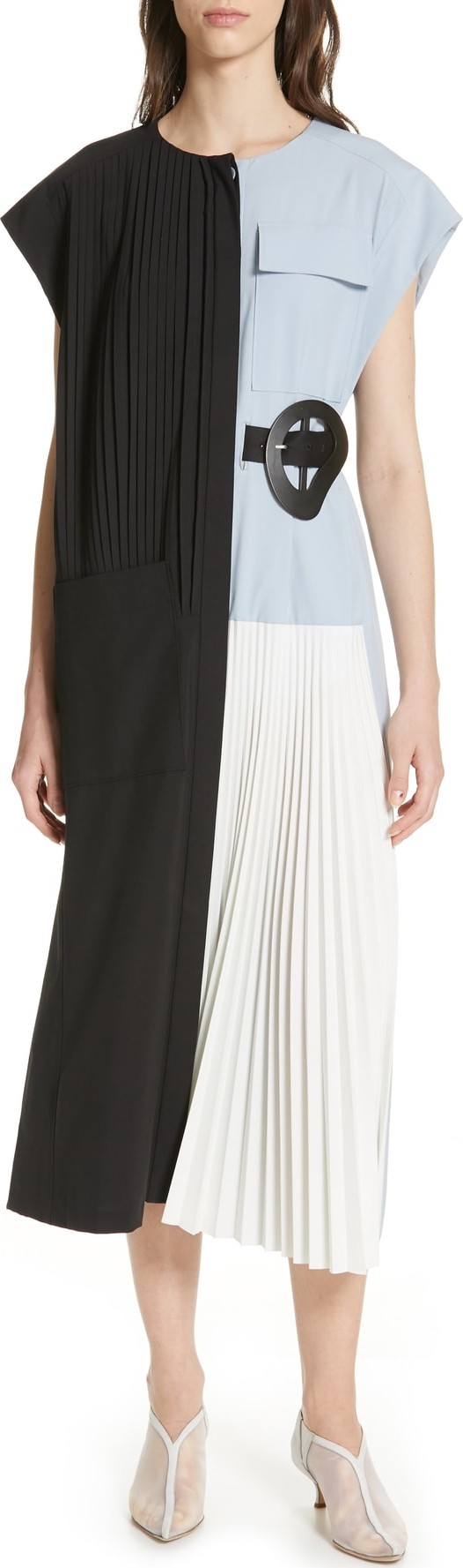 Tibi Edith Pleated Tank Dress