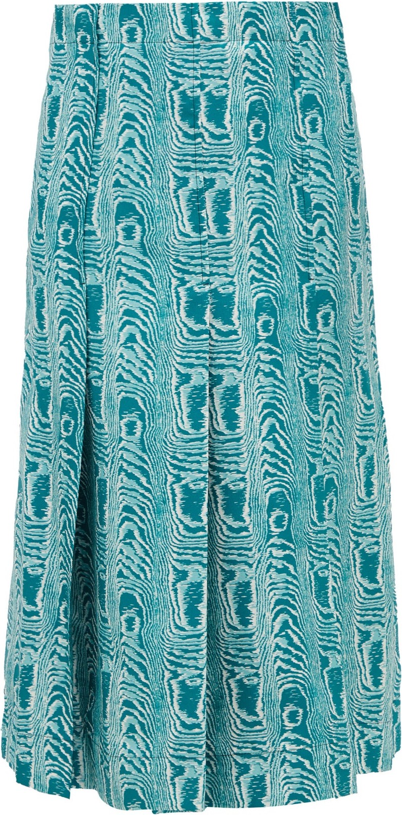Marni Belted moiré-print silk-twill midi skirt