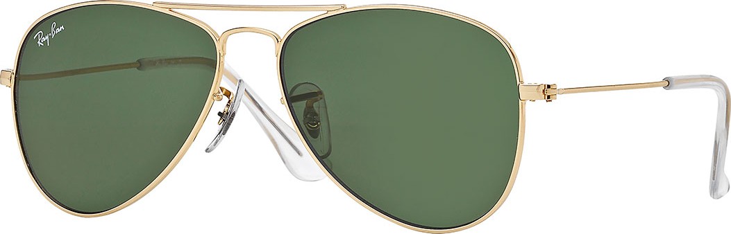 Ray Ban Children's Metal Aviator Sunglasses, Gold/Green