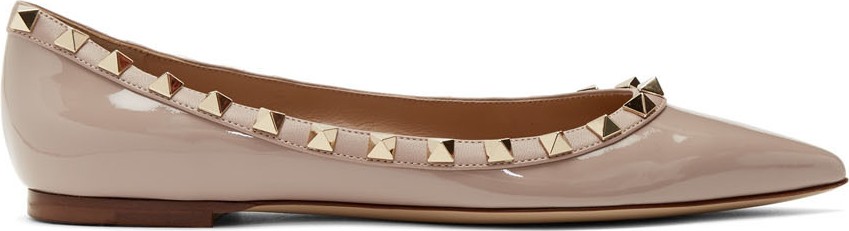 Valentino Pink Valentino Garavani Patent Rockstud Ballerina Flats