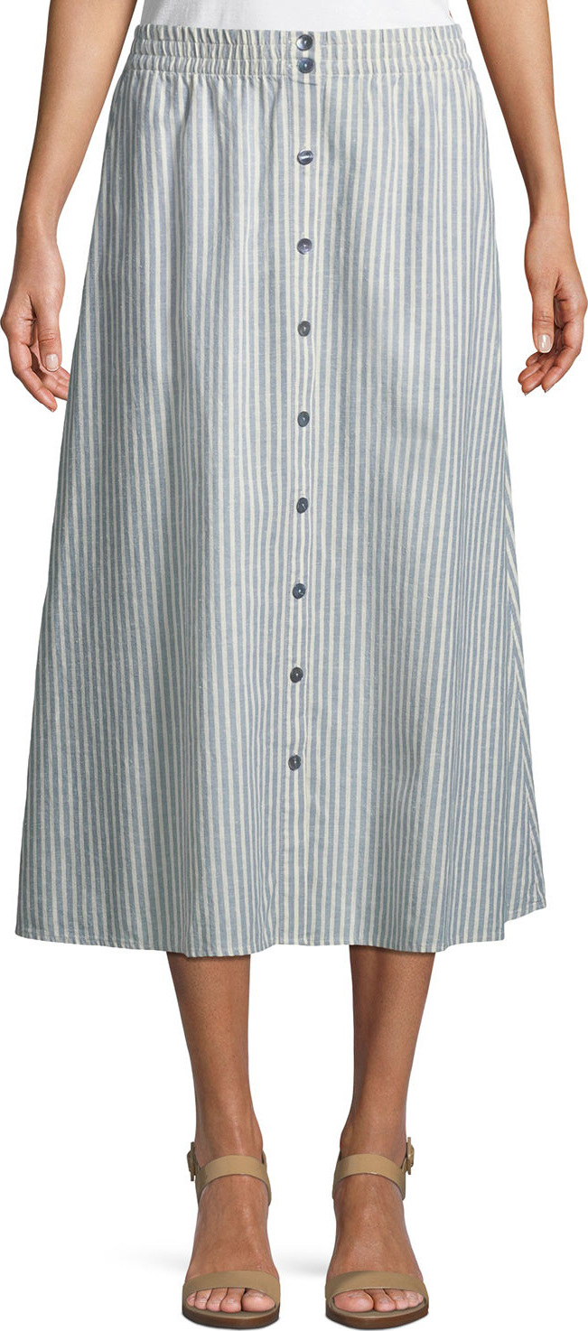 Eileen Fisher Hemp-Blend Long Striped Skirt