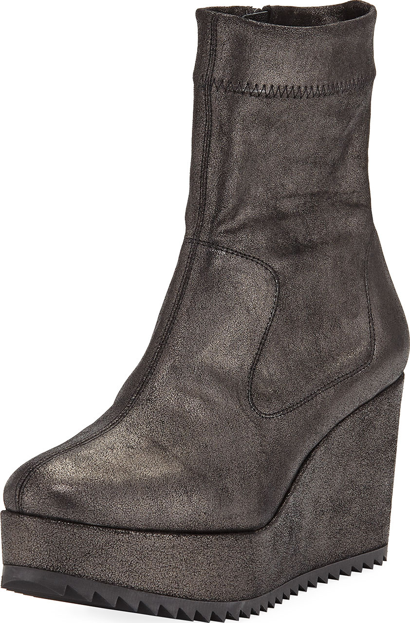 Pedro Garcia Urika Wedge Platform Powder Stretch Ankle Bootie