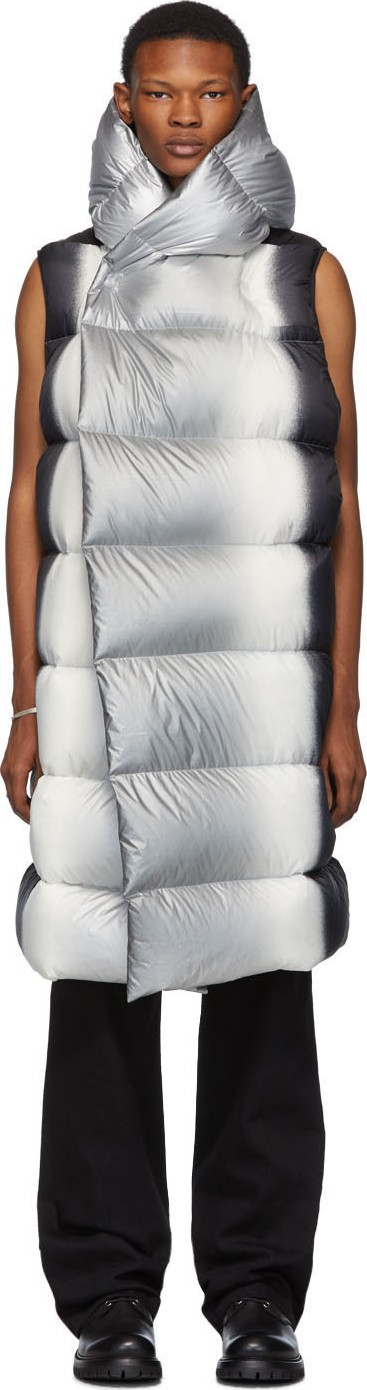 Rick Owens Black Down Degrade Sleeveless Coat