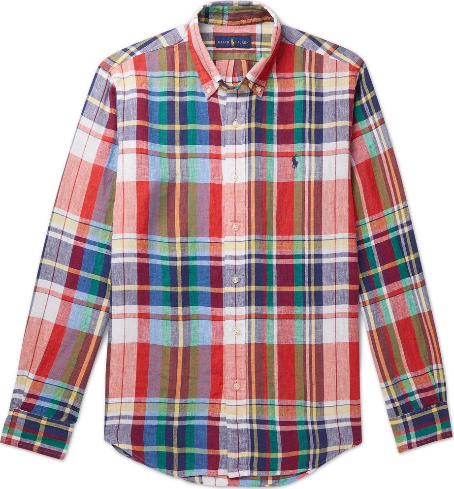 Polo Ralph Lauren Button-Down Collar Checked Linen Shirt