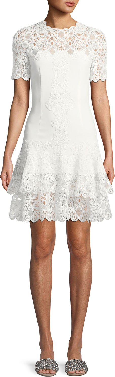Jonathan Simkhai Lace Applique Mini Tee Dress Jonathan Simkhai Lace Applique Mini Tee Dress