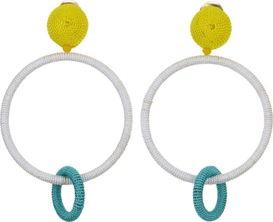 Oscar De La Renta Silk Double Hoop Clip-On Earrings