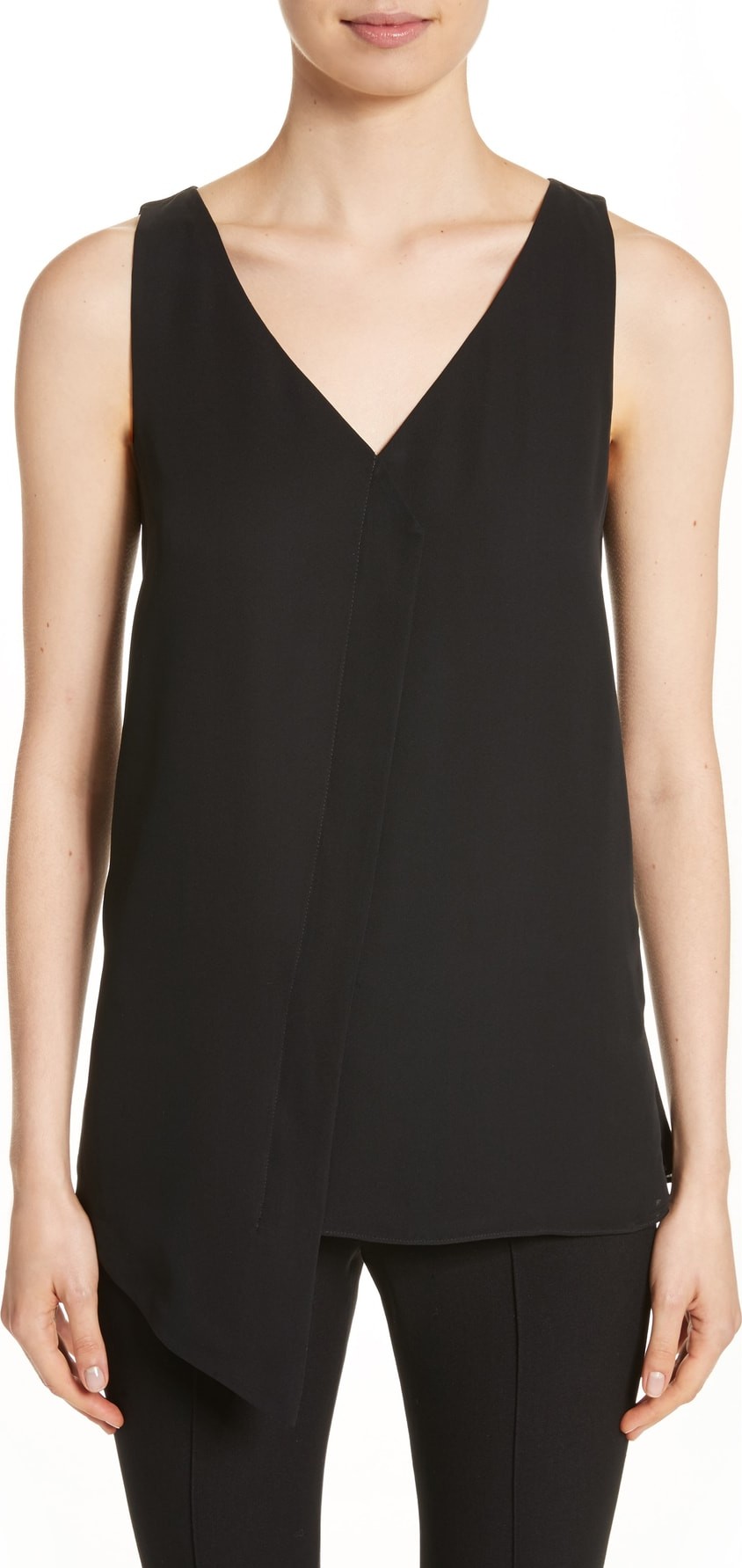 St. John Silk Satin Drape Top