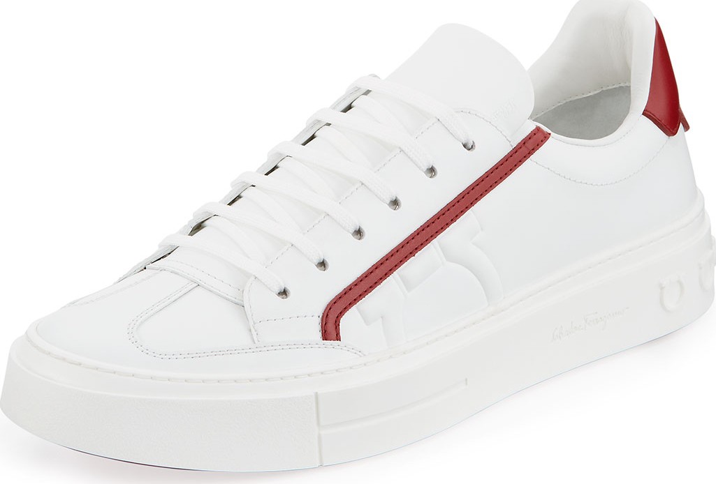 Salvatore Ferragamo Men's Borg Leather Low-Top Sneakers